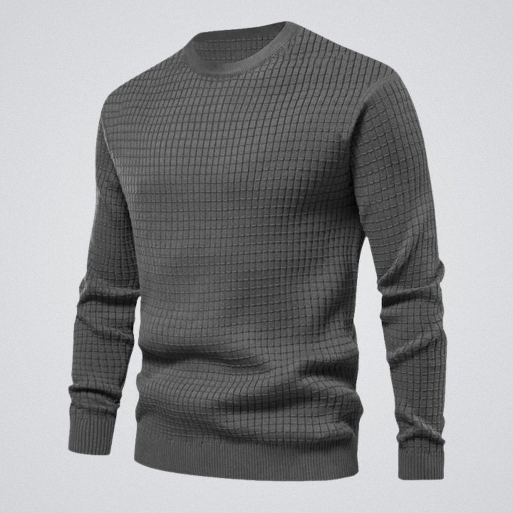 men's regular fit crew neck knit sweater in gray