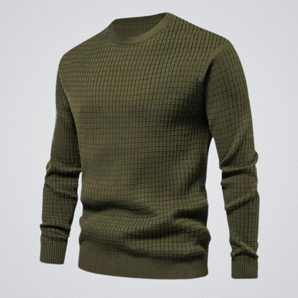 men's regular fit crew neck knit sweater in green