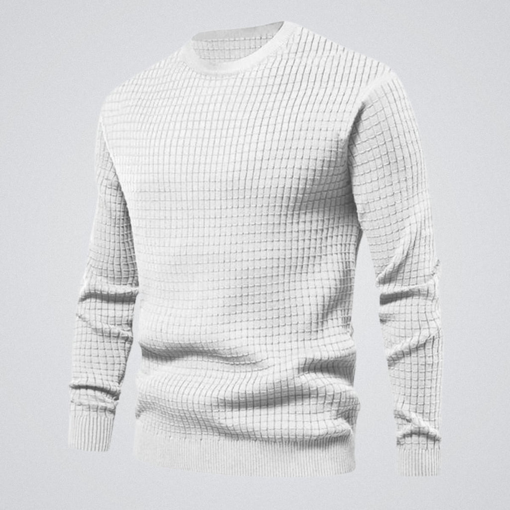 men's regular fit crew neck knit sweater in white