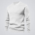 men's regular fit crew neck knit sweater in white