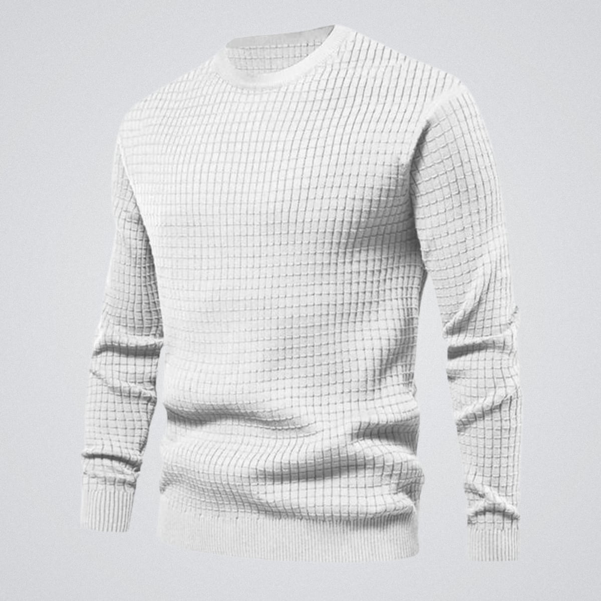 men's regular fit crew neck knit sweater in white