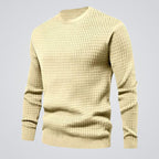 men's regular fit crew neck knit sweater in beige