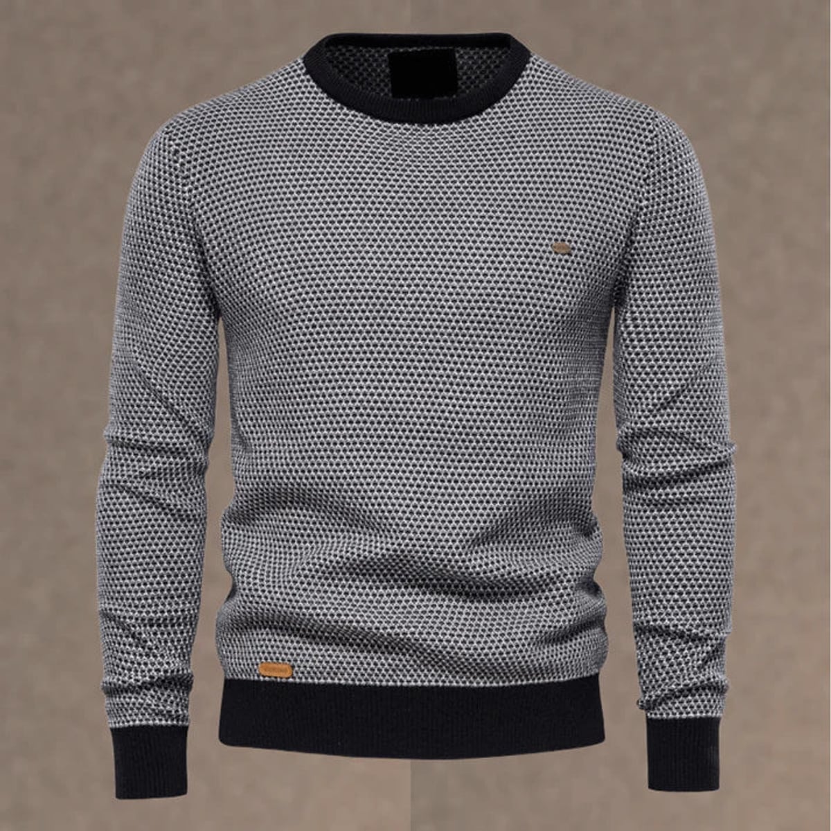 men's regular fit crew neck sweater in black