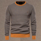 men's regular fit crew neck sweater in orange