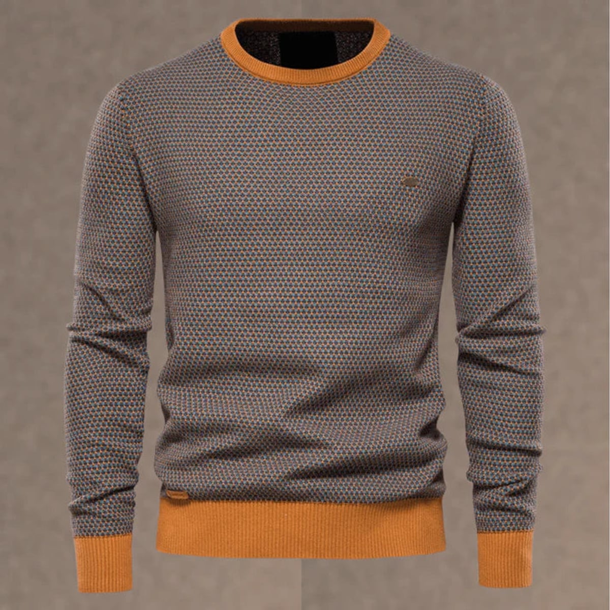 men's regular fit crew neck sweater in orange