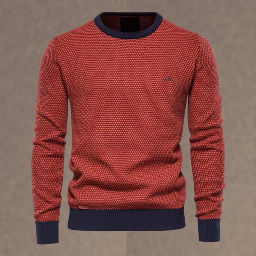 men's regular fit crew neck sweater in red