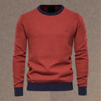 men's regular fit crew neck sweater in red