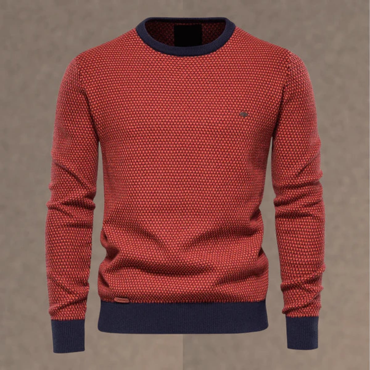 men's regular fit crew neck sweater in red