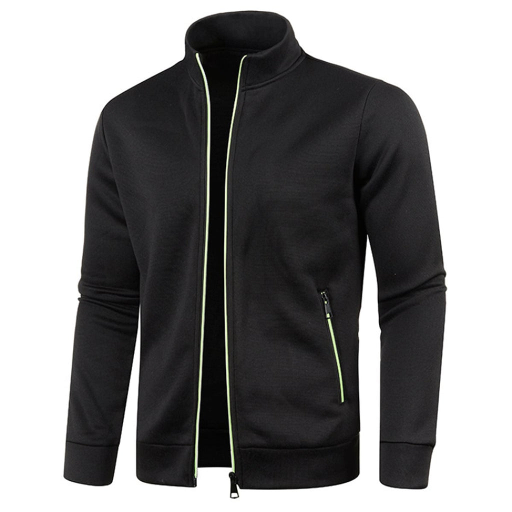 men's regular fit full-zip stand collar jacket in black