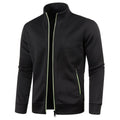 men's regular fit full-zip stand collar jacket in black