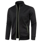 men's regular fit full-zip stand collar jacket in black