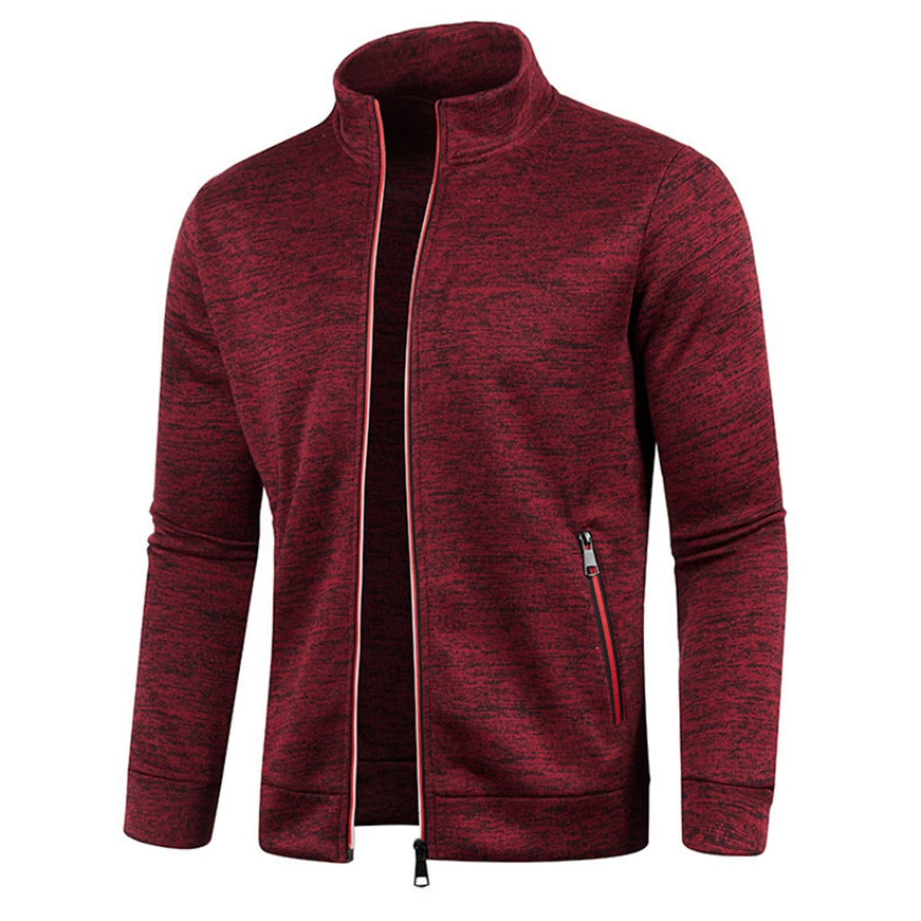 men's regular fit full-zip stand collar jacket in red