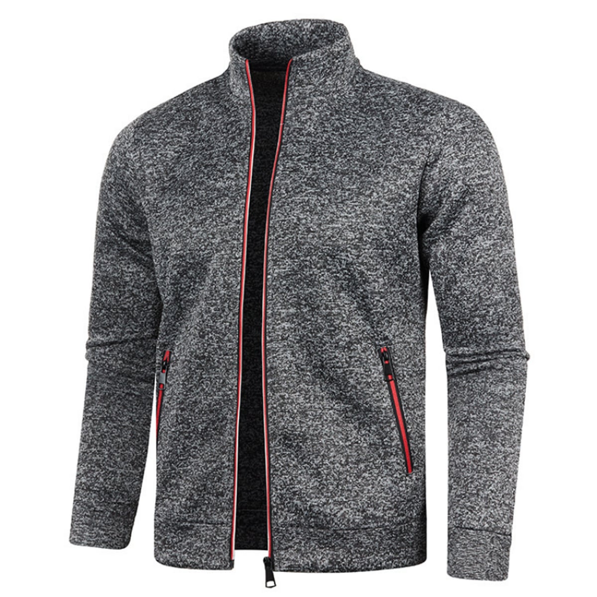 men's regular fit full-zip stand collar jacket in gray