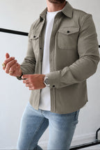 men's regular fit overshirt jacket in beige