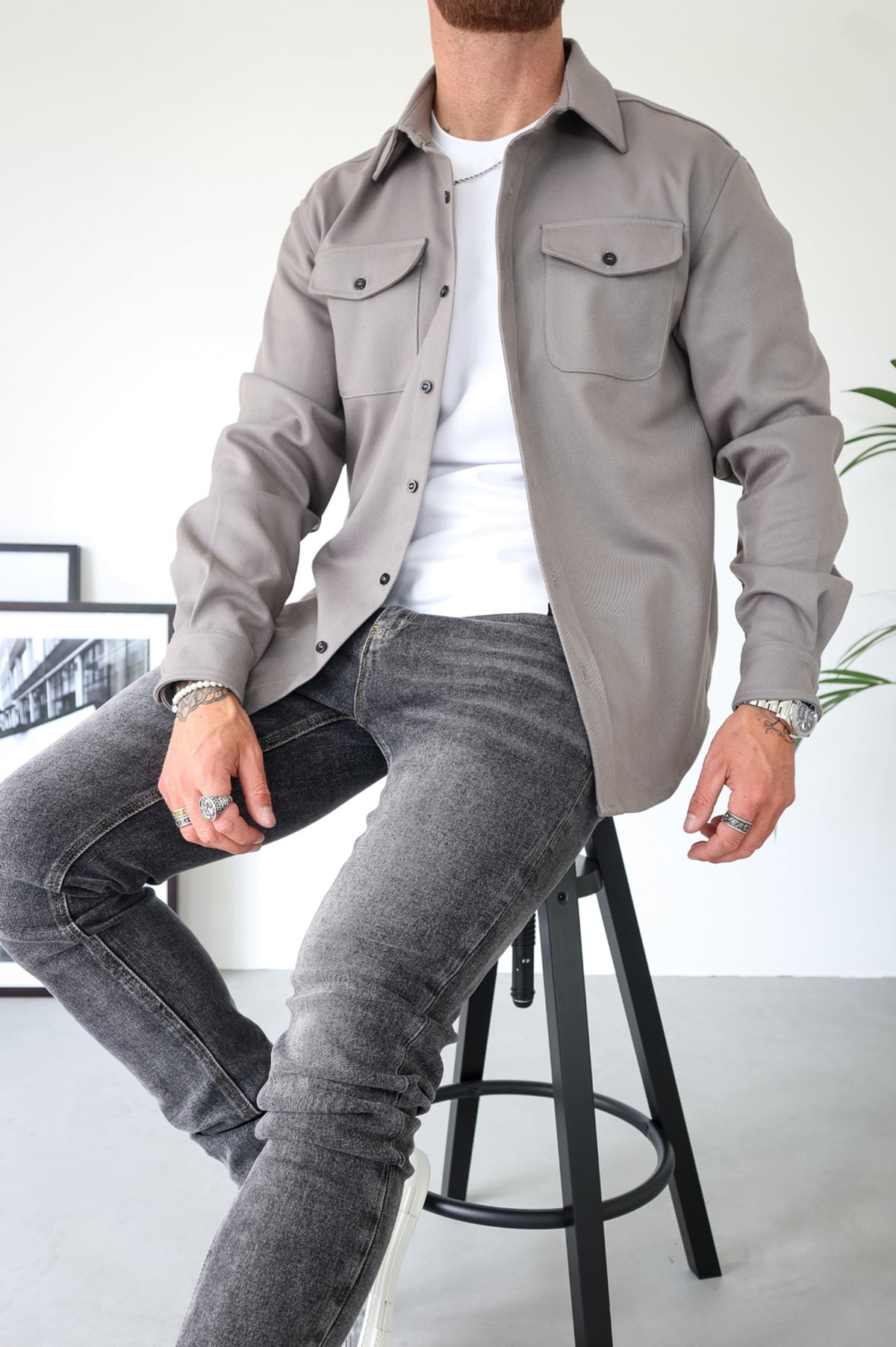 men's regular fit overshirt jacket in gray