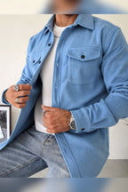men's regular fit overshirt jacket in royal blue
