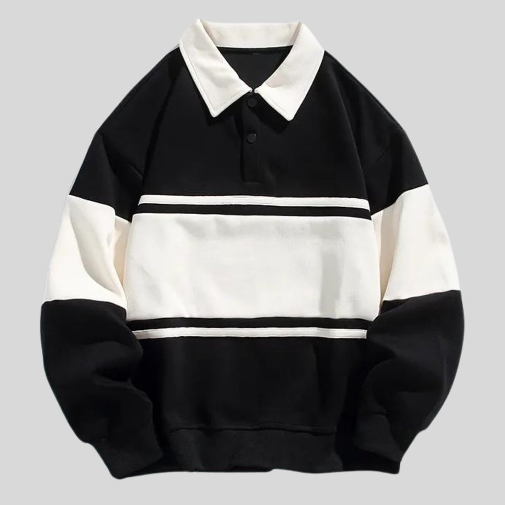 men's regular fit polo neck pullover in black