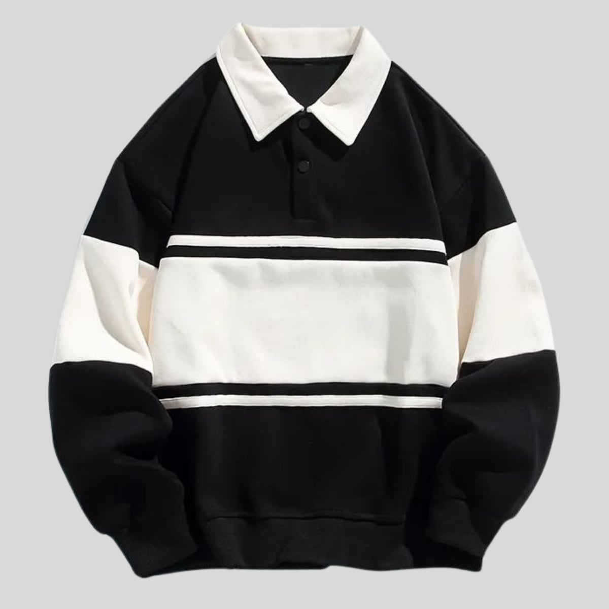 men's regular fit polo neck pullover in black