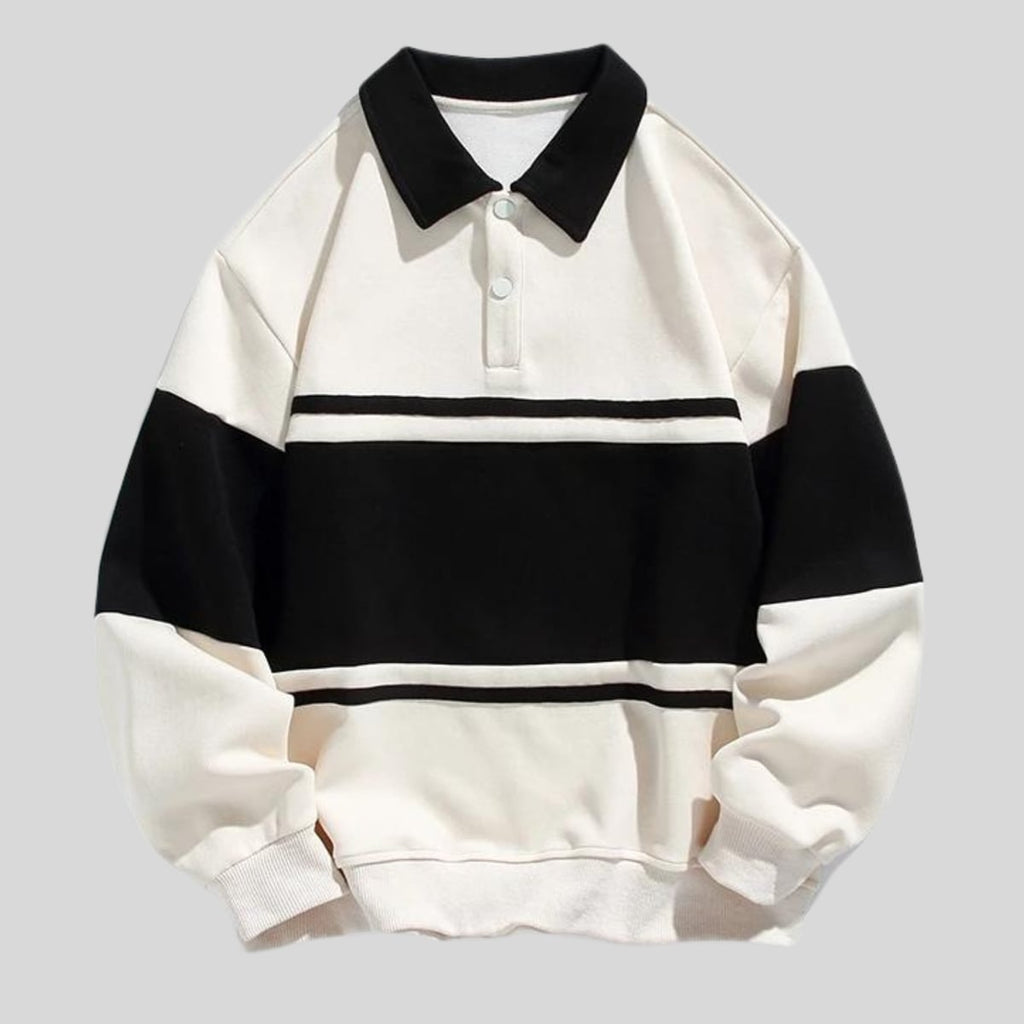 men's regular fit polo neck pullover in white