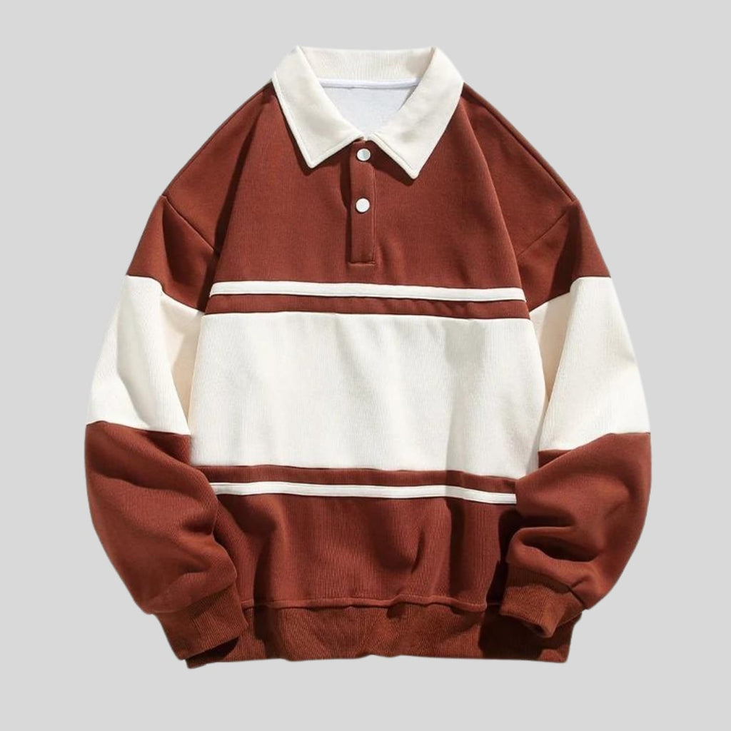 men's regular fit polo neck pullover in brown