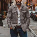 men's regular fit shirt collar jacket in gray