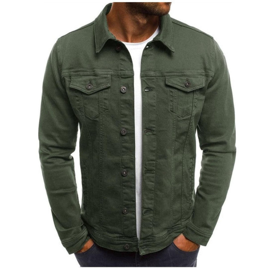 men's regular fit trucker jacket in green