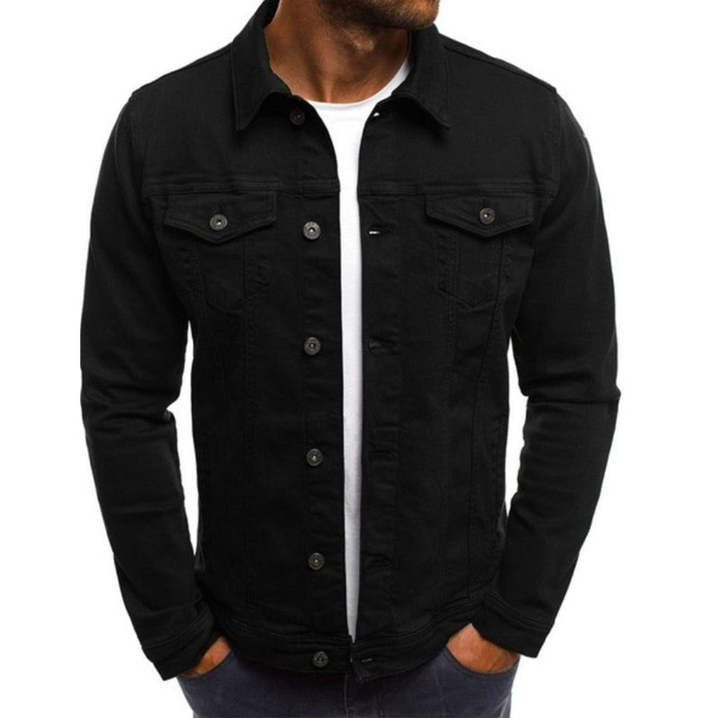 men's regular fit trucker jacket in black