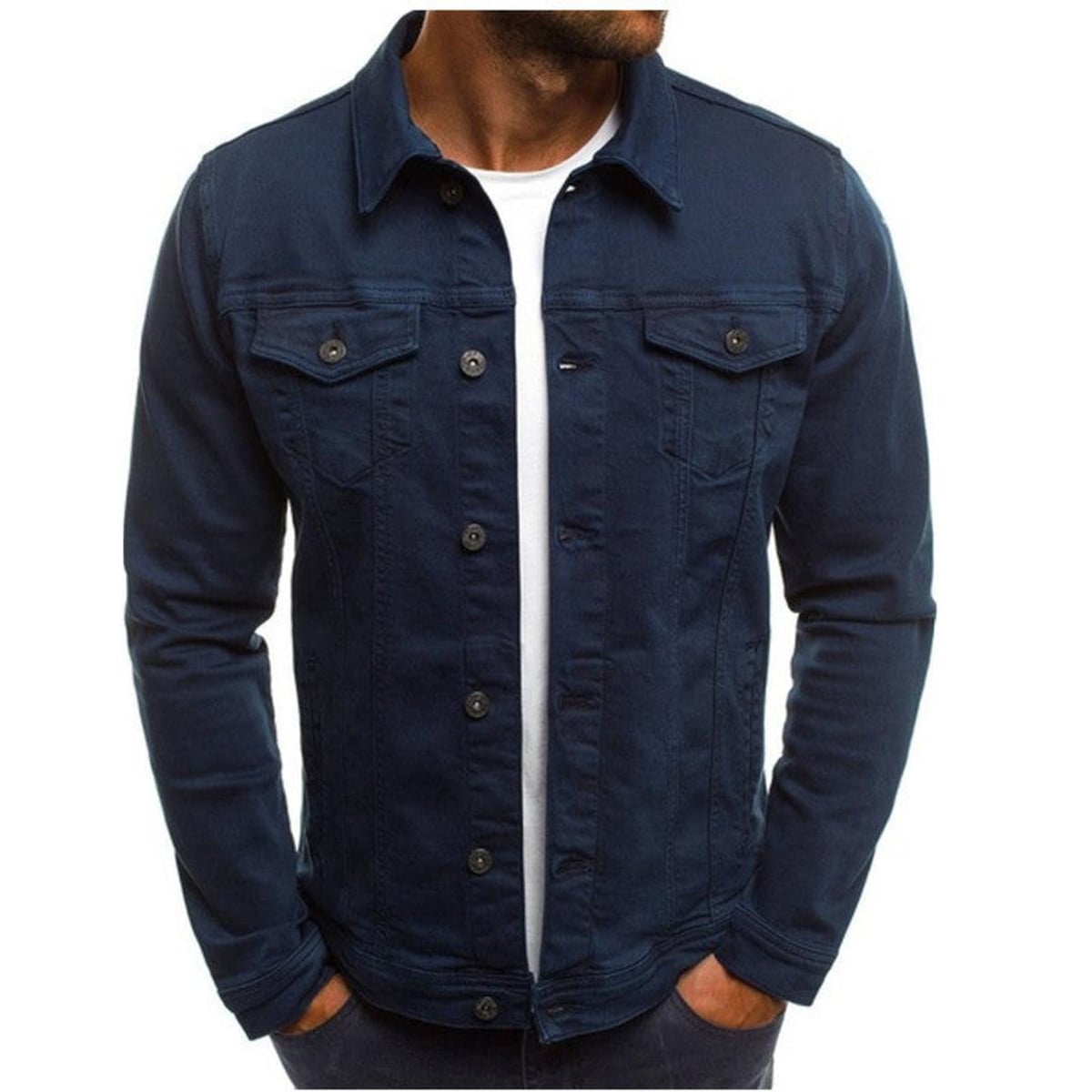 men's regular fit trucker jacket in navy