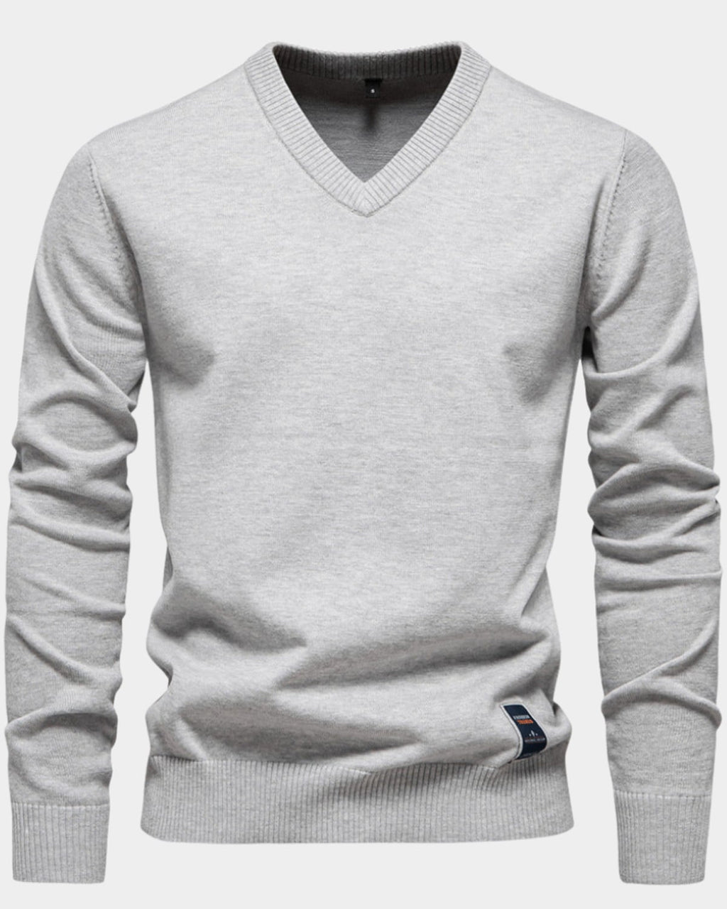 men's regular fit v-neck pullover in light gray