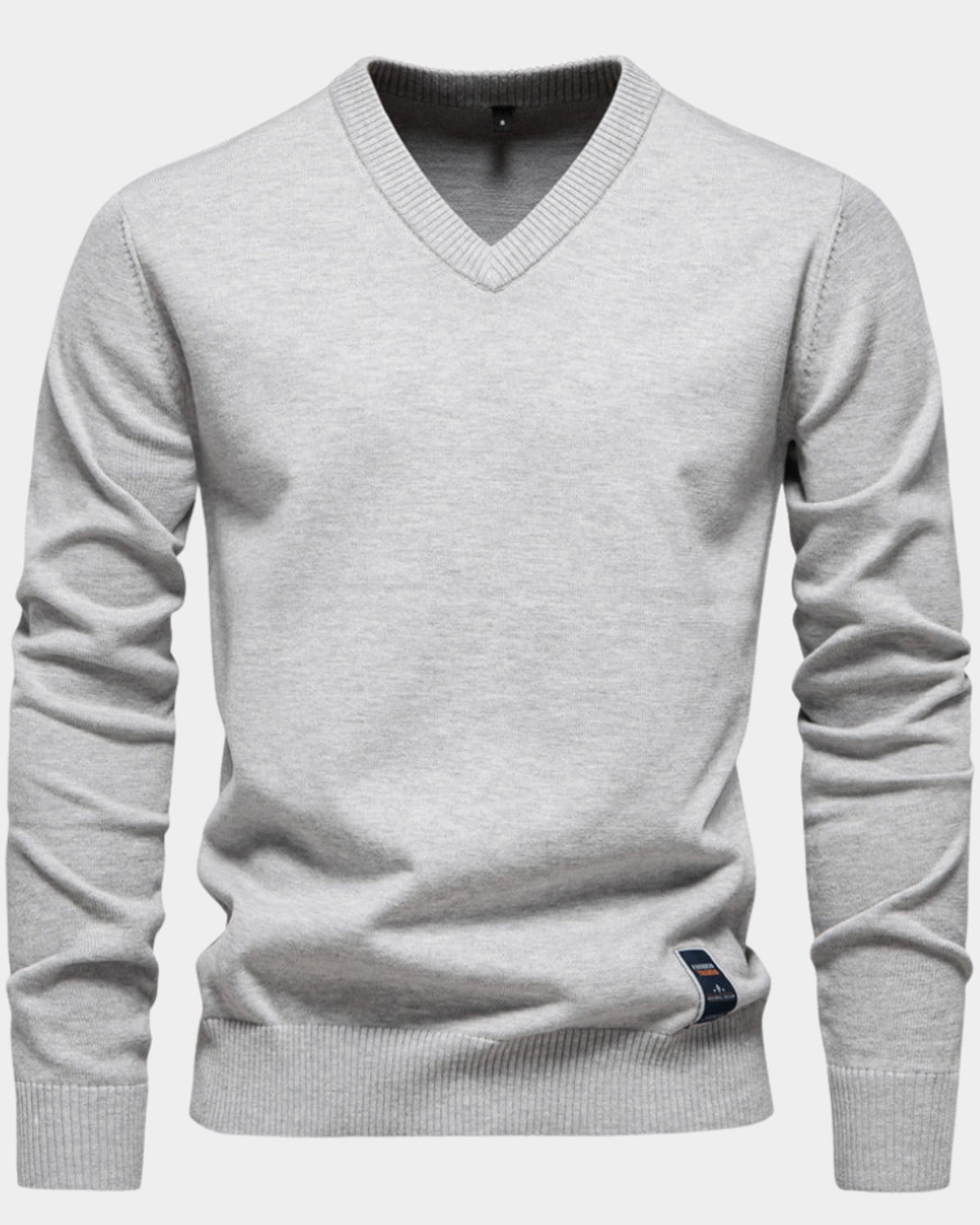 men's regular fit v-neck pullover in light gray