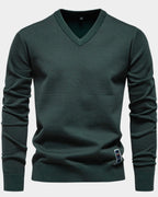 men's regular fit v-neck pullover in green