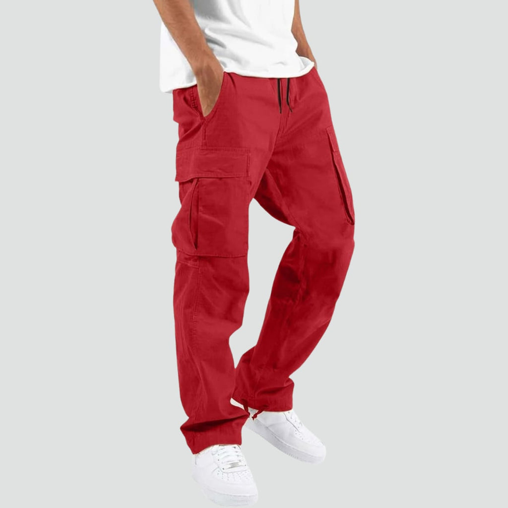 men's relaxed fit cargo pants in red