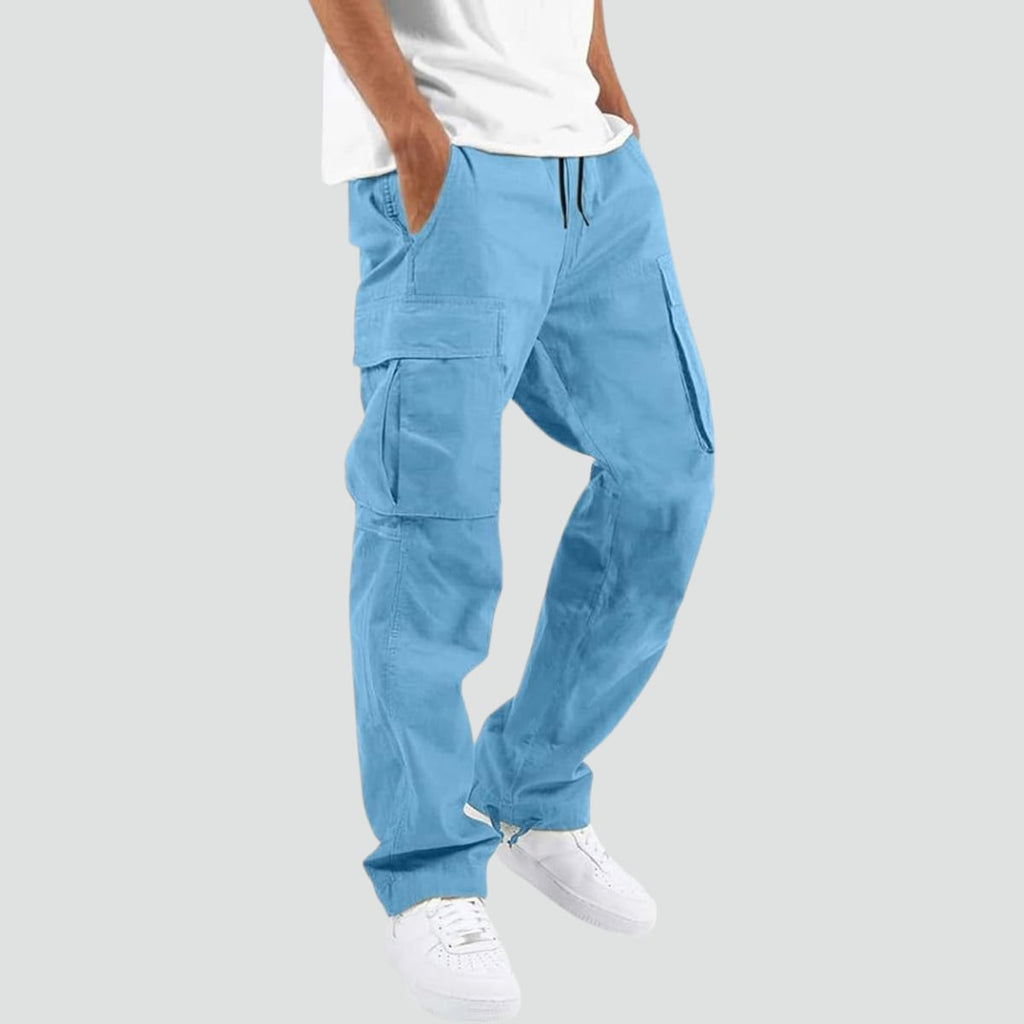 men's relaxed fit cargo pants in dusty blue