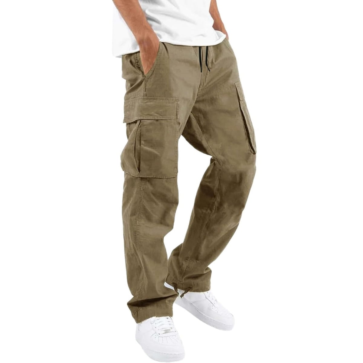 men's relaxed fit cargo pants in khaki