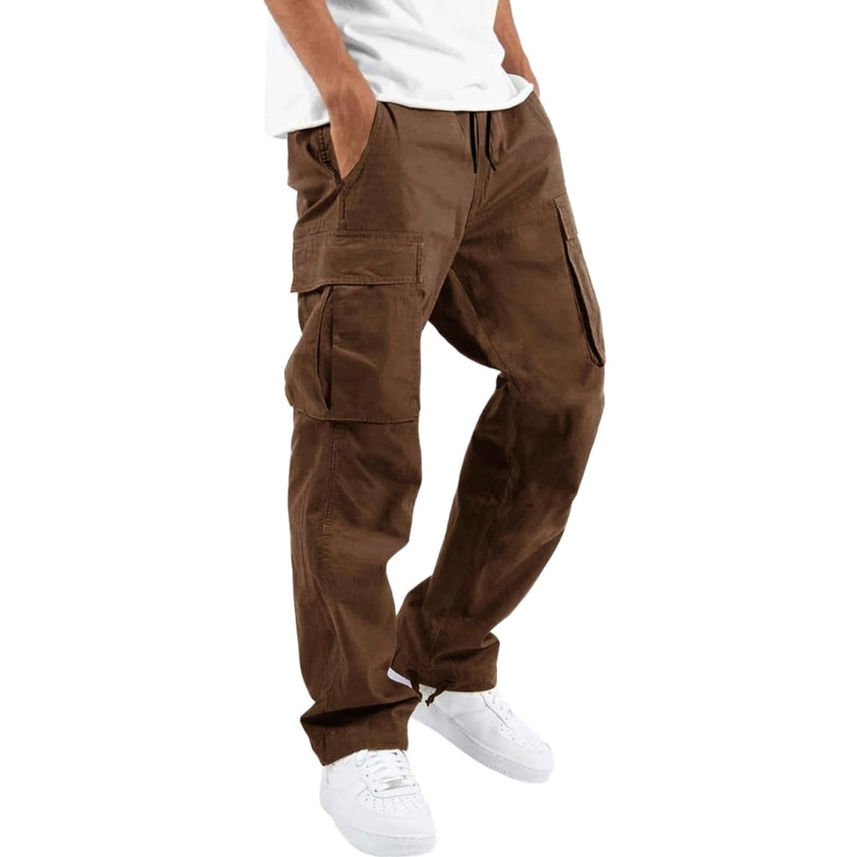 men's relaxed fit cargo pants in brown