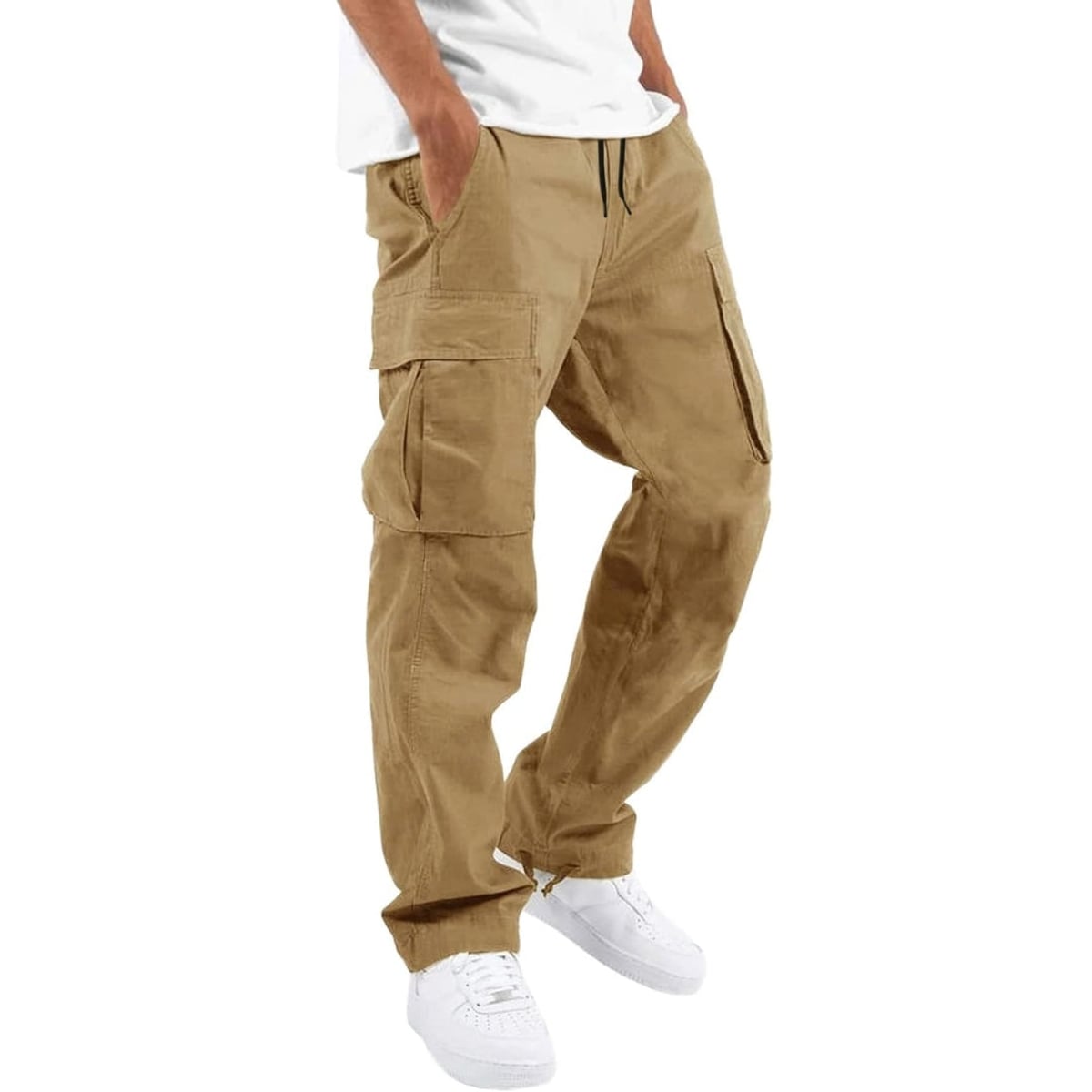 men's relaxed fit cargo pants in beige
