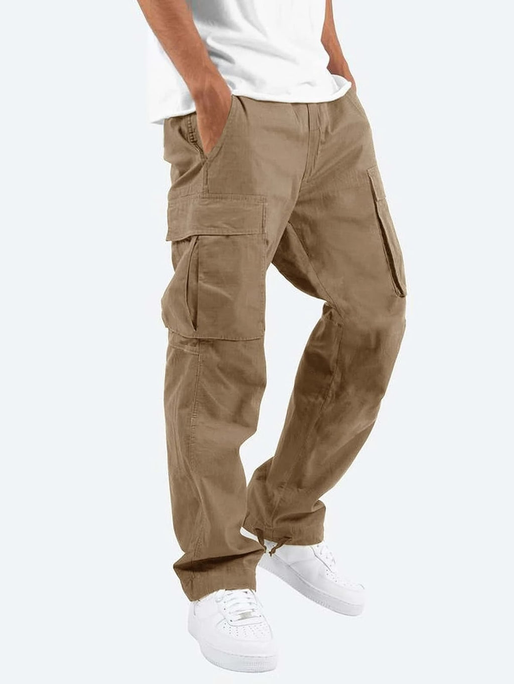 men's relaxed fit cargo trousers in brown