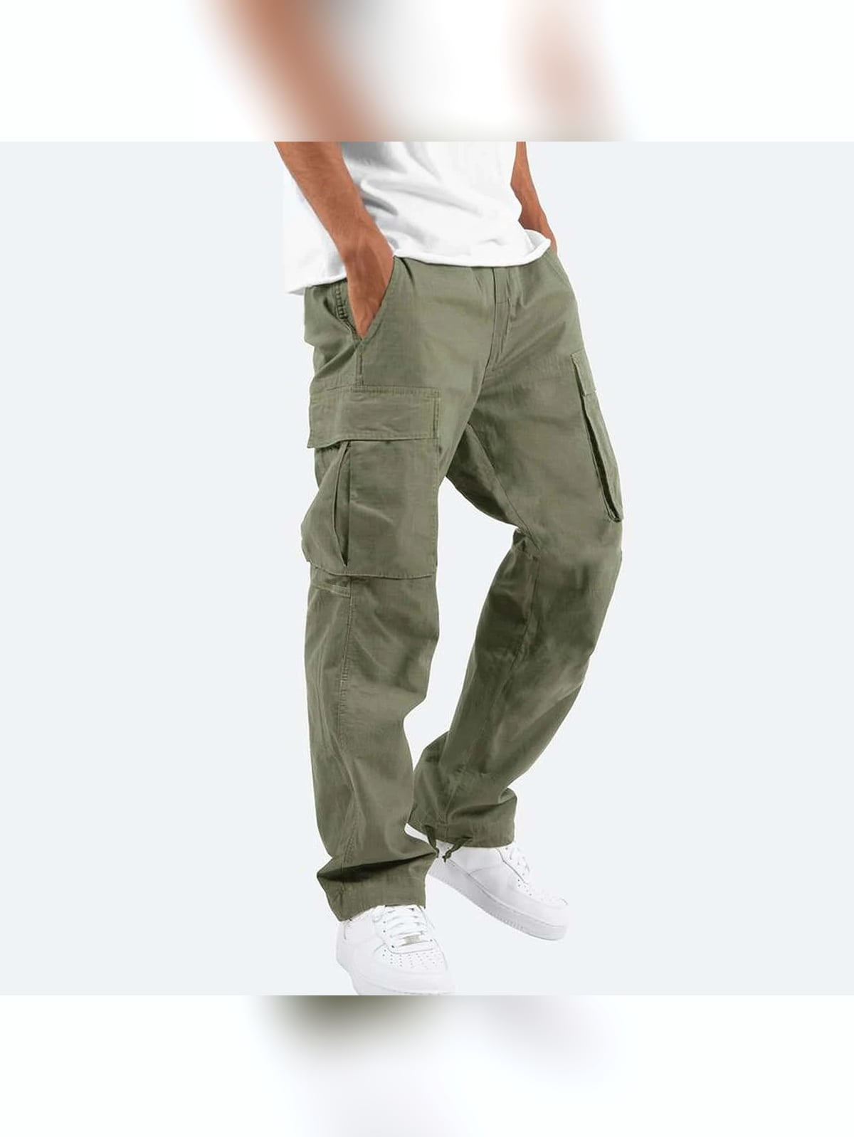 men's relaxed fit cargo trousers in dark green