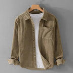men's relaxed fit corduroy shirt jacket in khaki