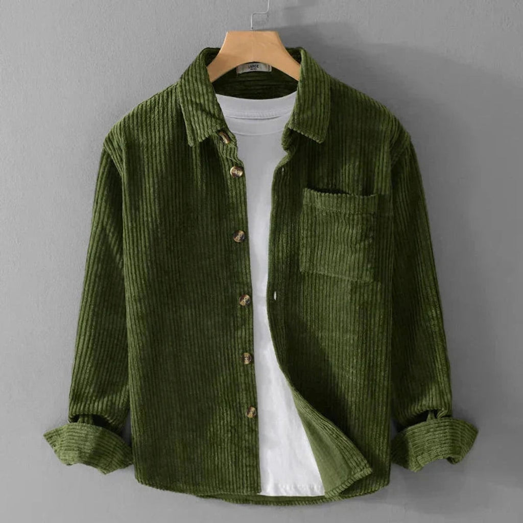 men's relaxed fit corduroy shirt jacket in green
