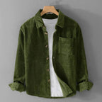 men's relaxed fit corduroy shirt jacket in green