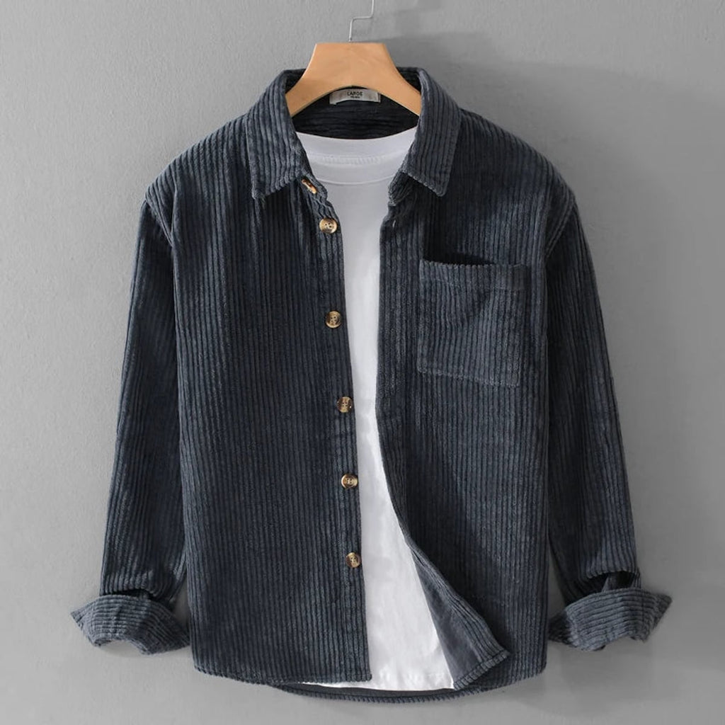 men's relaxed fit corduroy shirt jacket in dark navy
