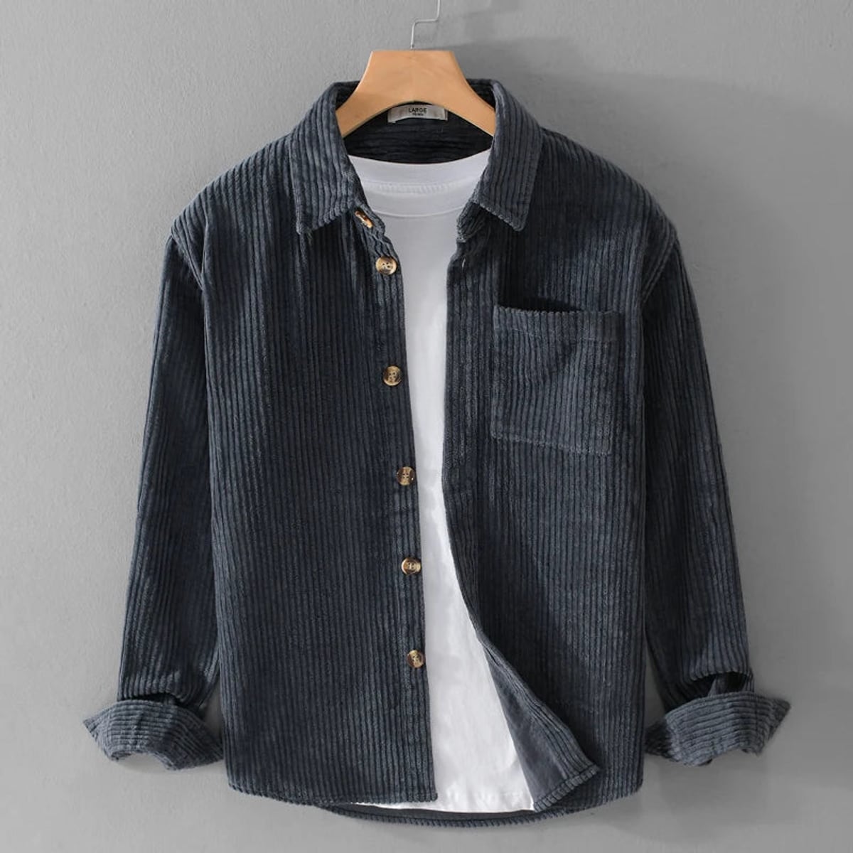 men's relaxed fit corduroy shirt jacket in dark navy