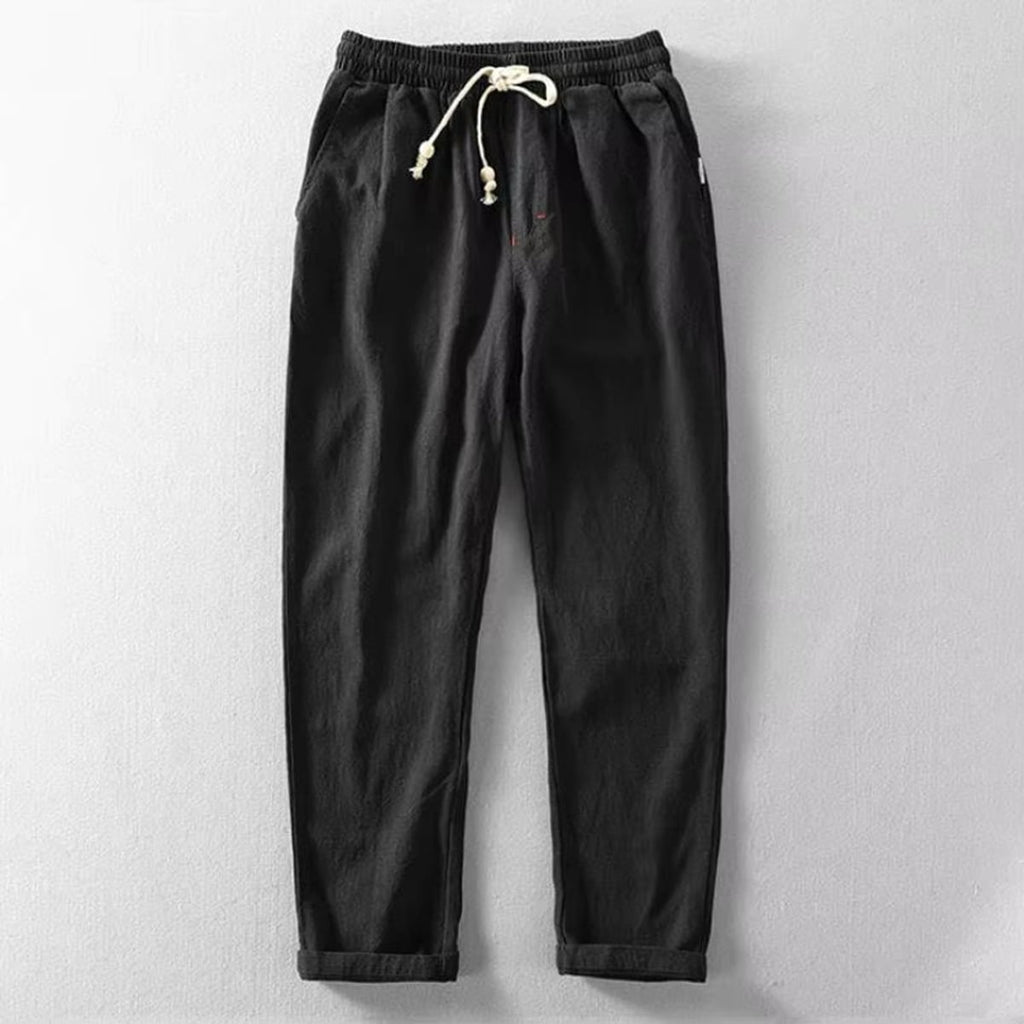 men's relaxed fit drawstring trousers in black