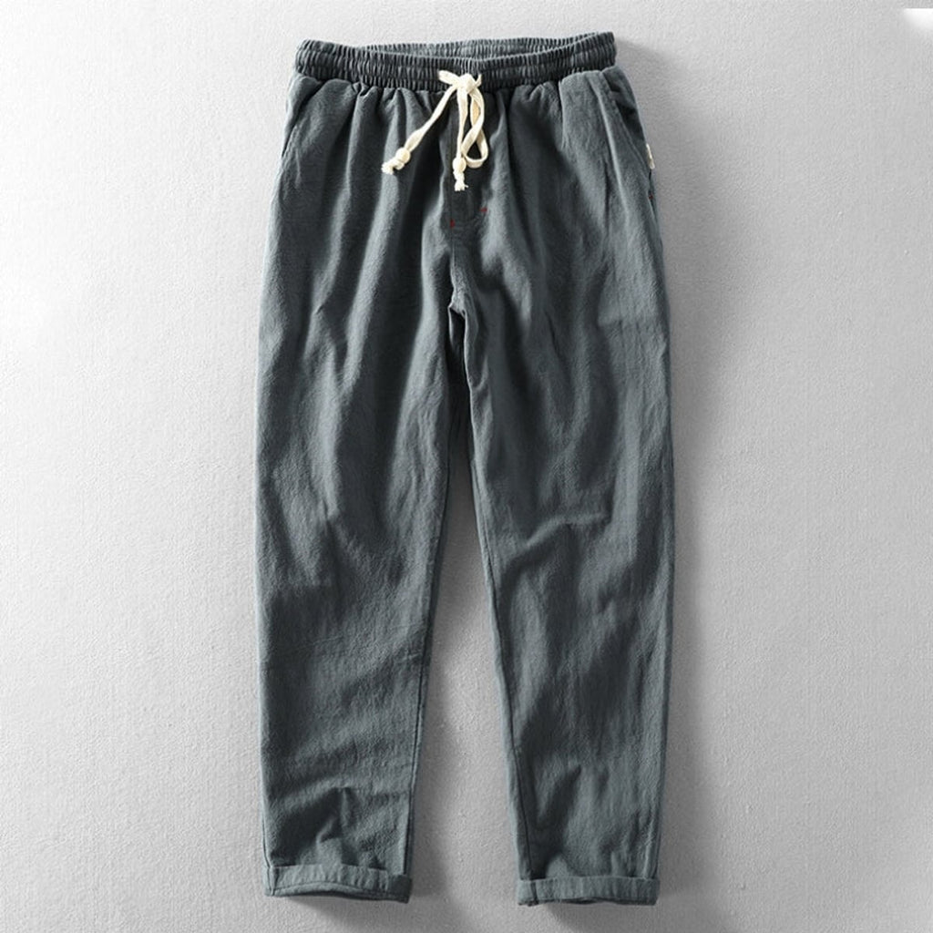 men's relaxed fit drawstring trousers in charcoal