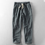 men's relaxed fit drawstring trousers in charcoal