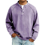 men's relaxed fit henley long sleeve shirt in purple