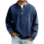 men's relaxed fit henley long sleeve shirt in dark blue