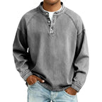 men's relaxed fit henley long sleeve shirt in gray