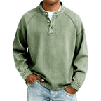 men's relaxed fit henley long sleeve shirt in green